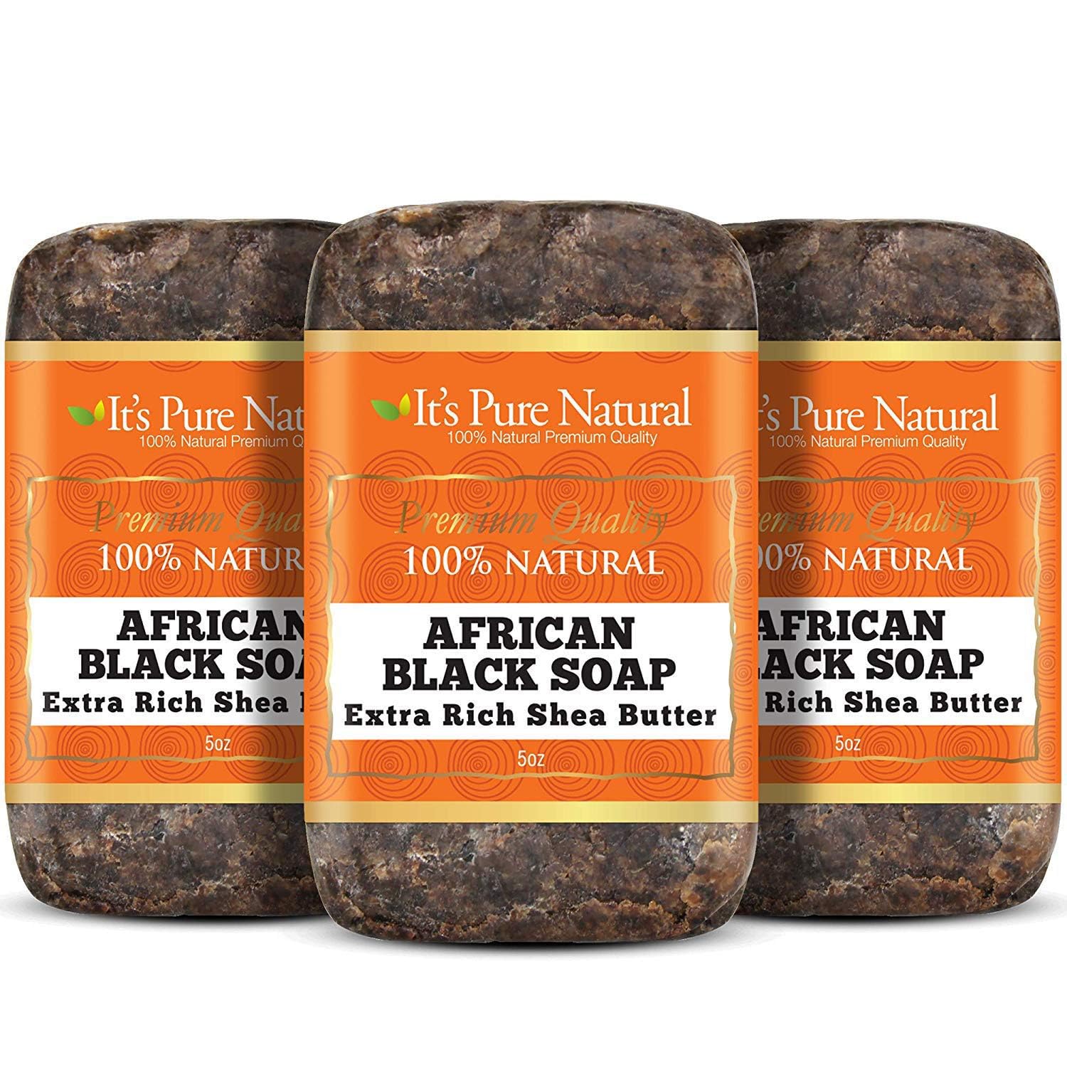Its Pure Natural barra jabón negro africano pack 3: cuidado profundo de la piel en casa.