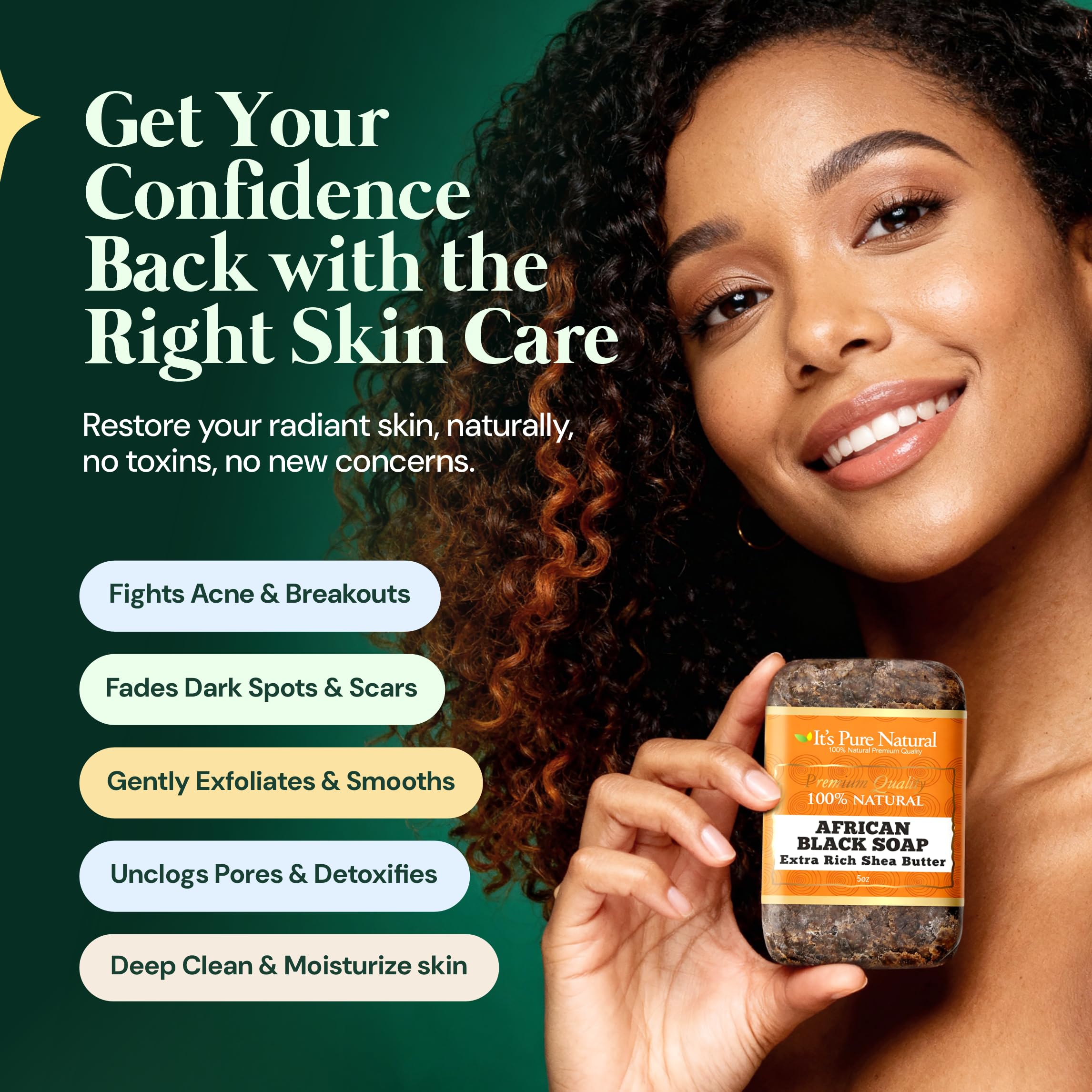 Its Pure Natural barra negro africano ingredientes de shea para nutrir la piel.