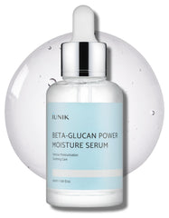 IUNIK Beta-Glucan Power Deep Moisture Serum: botella elegante para hidratación profunda.