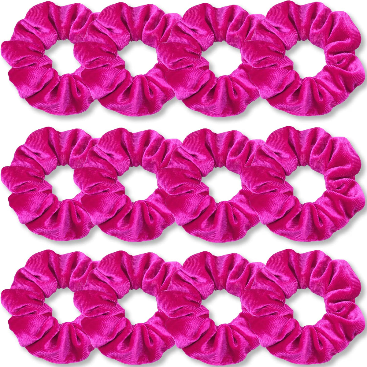 IVARYSS gomas terciopelo rosa neon: suaves y firmes para peinados diarios.