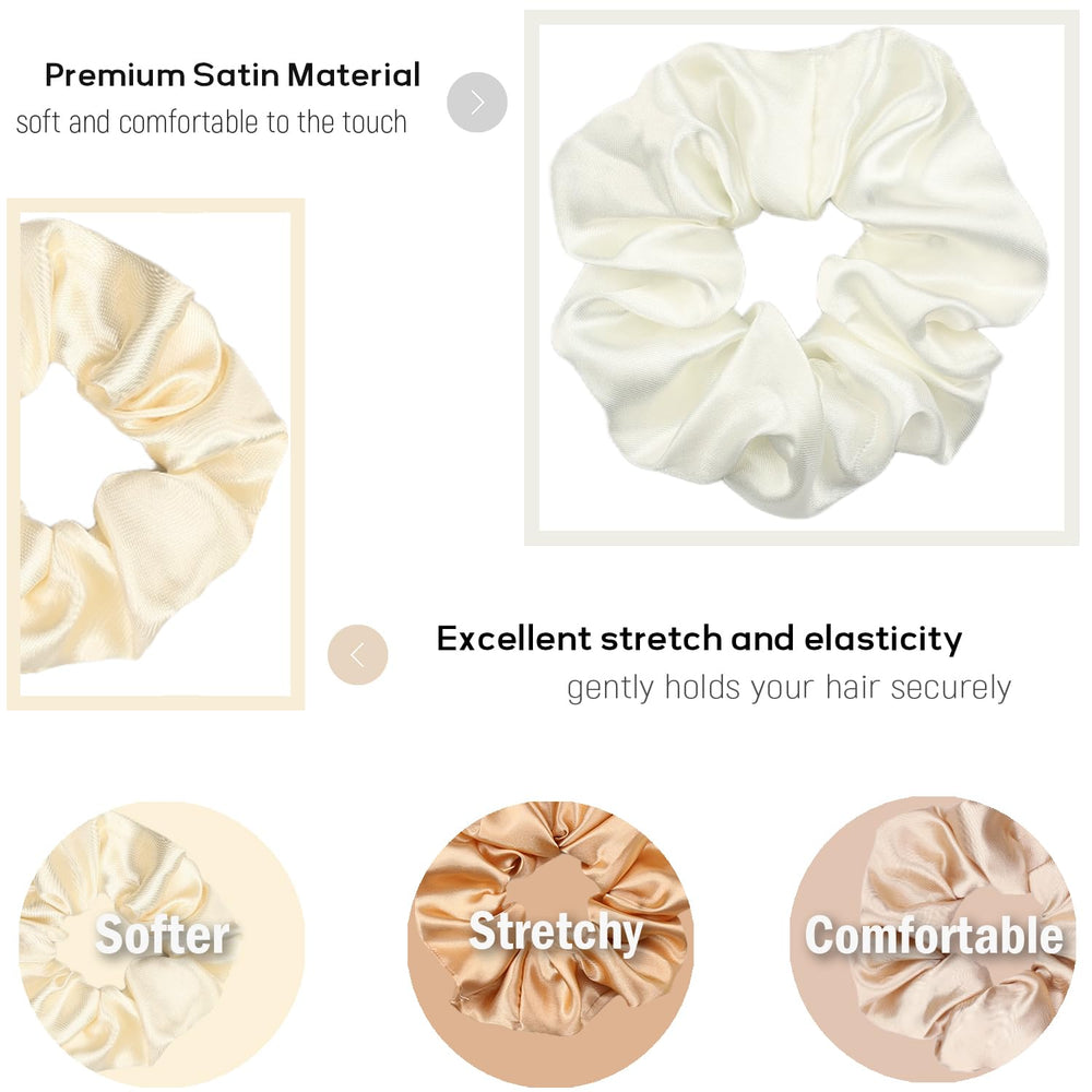 ivaryss scrunchies detalle textura satén, sensación suave al tacto.