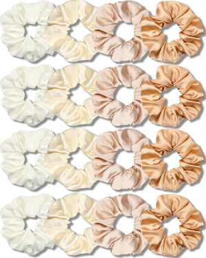 ivaryss scrunchies satén champagne en paquete, ideal para uso diario y estilo.