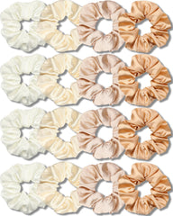 ivaryss scrunchies satén champagne en paquete, ideal para uso diario y estilo.