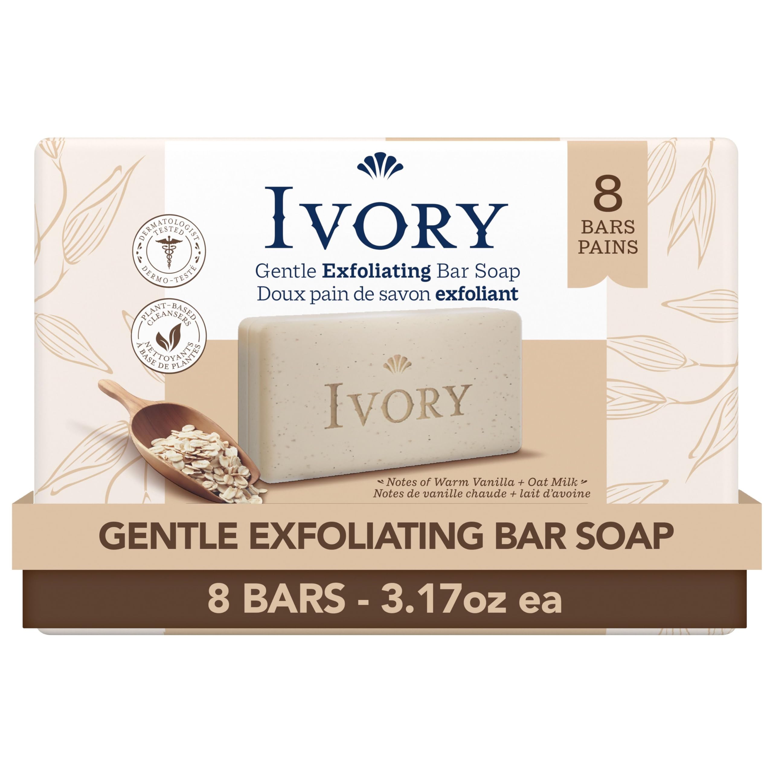 Ivory barra exfoliante en baño, escena diaria para piel limpia y suave.