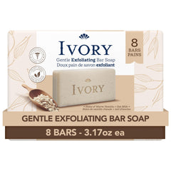 Ivory barra exfoliante en baño, escena diaria para piel limpia y suave.