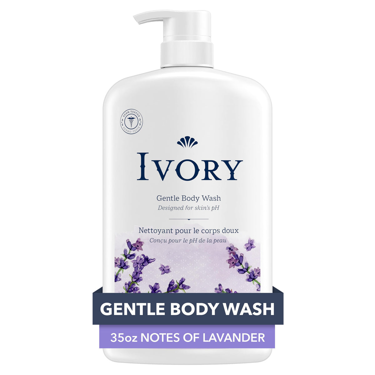 Ivory Gel de Ducha: botella derramando, lavado suave para piel sensible y uso diario