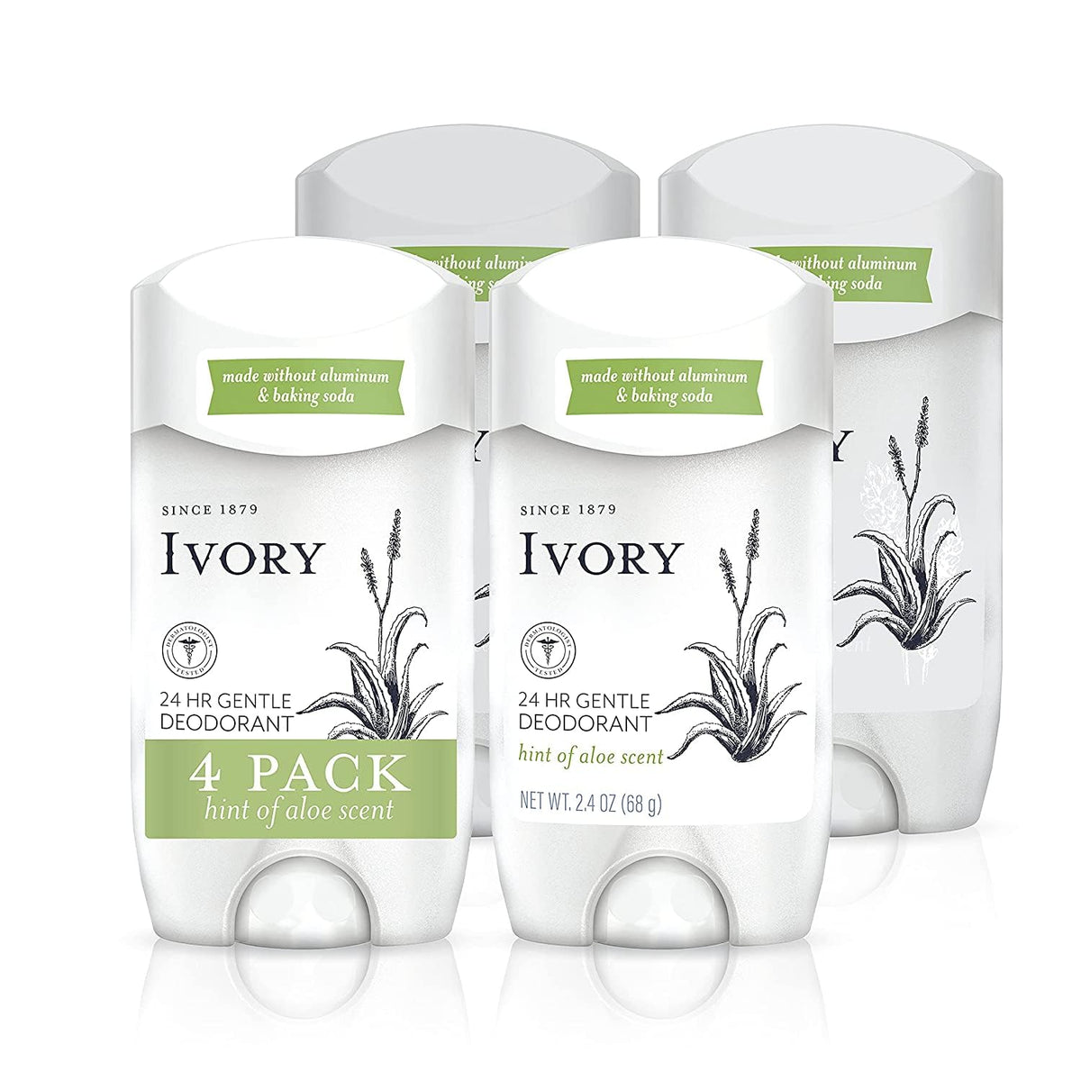 Ivory desodorante aloe frente al envase, posible protección de olor 24 horas