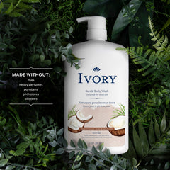 Etiqueta Ivory con 14 ingredientes, enfoque natural y sin irritantes.