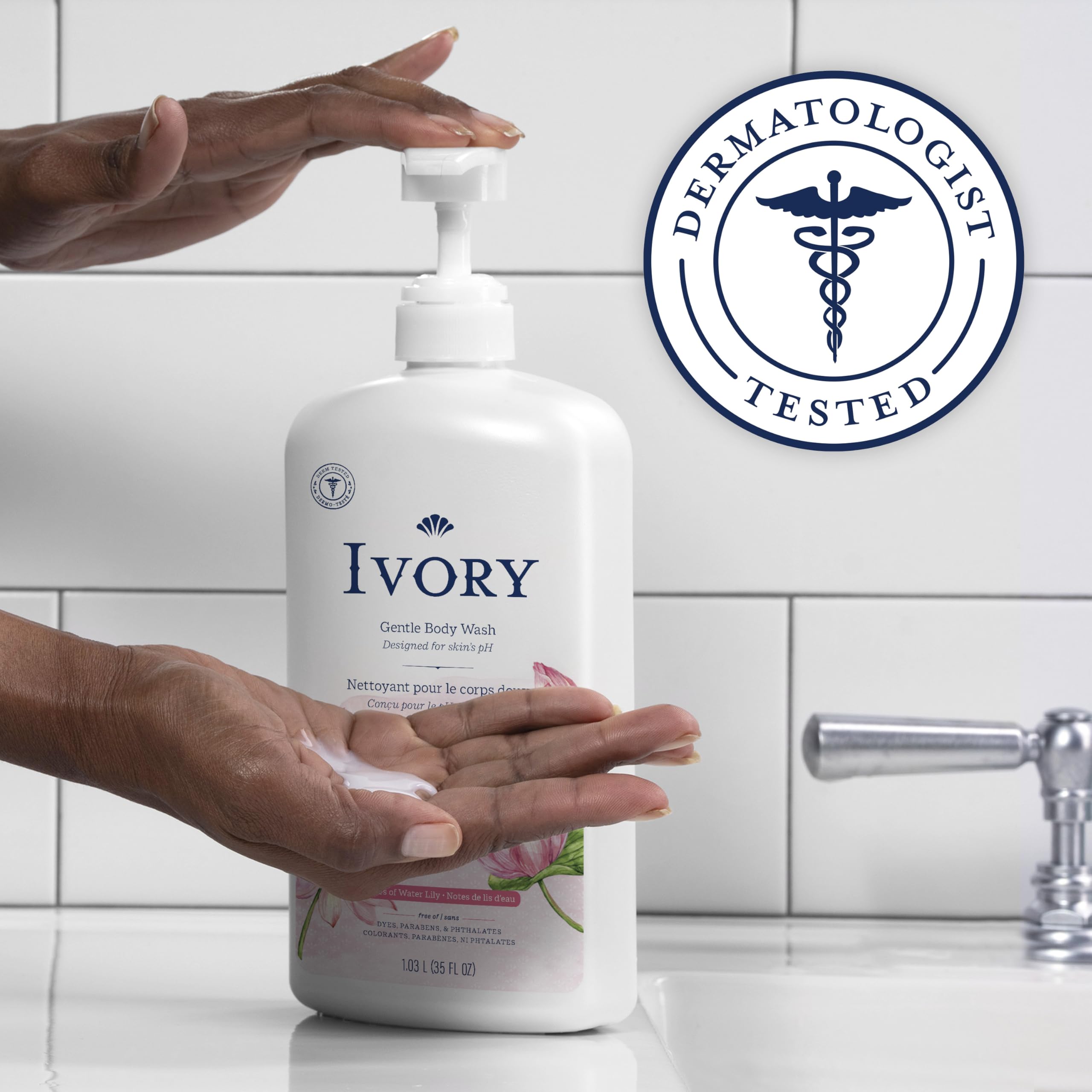 Ivory Fragancia Lirio Agua: aroma suave que acompaña la rutina de baño.