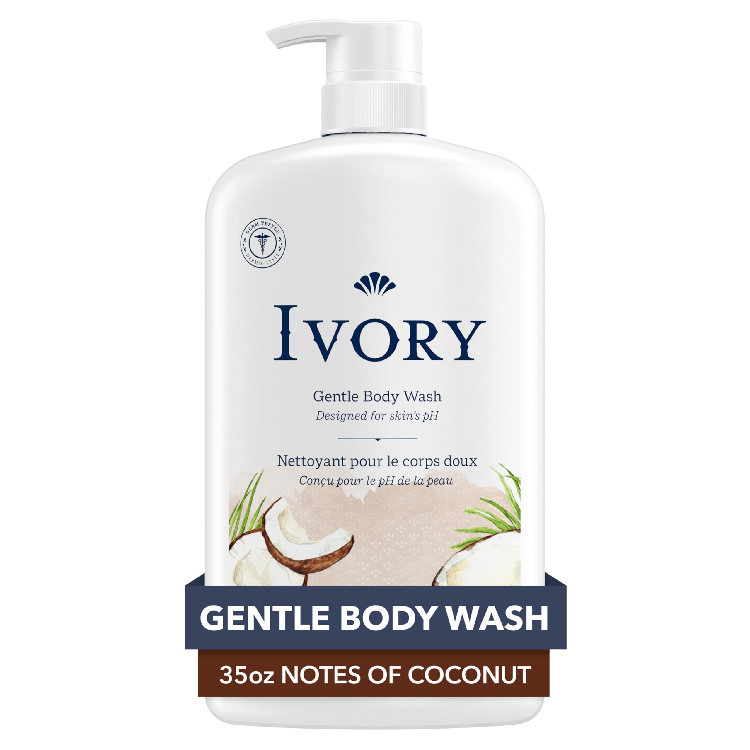 Ivory gel de ducha con aroma a coco en botella y espuma suave para toda la familia.