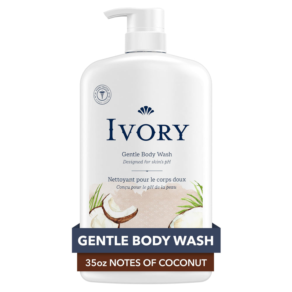 Ivory gel de ducha con aroma a coco en botella y espuma suave para toda la familia.