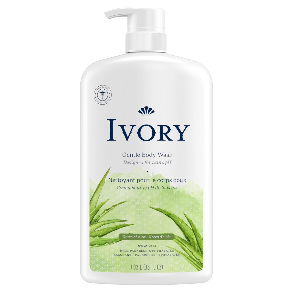 Ivory gel de ducha suave, bote frontal, limpieza suave para toda la familia.