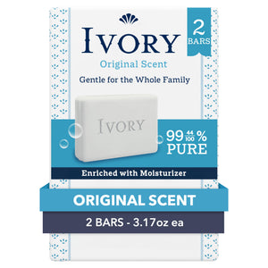 Ivory Jabón Barra Original con olor suave para uso diario.