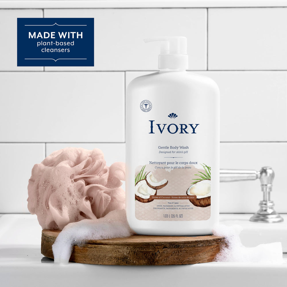 Lavado basado en plantas Ivory, limpieza suave que elimina suciedad sin resecar.