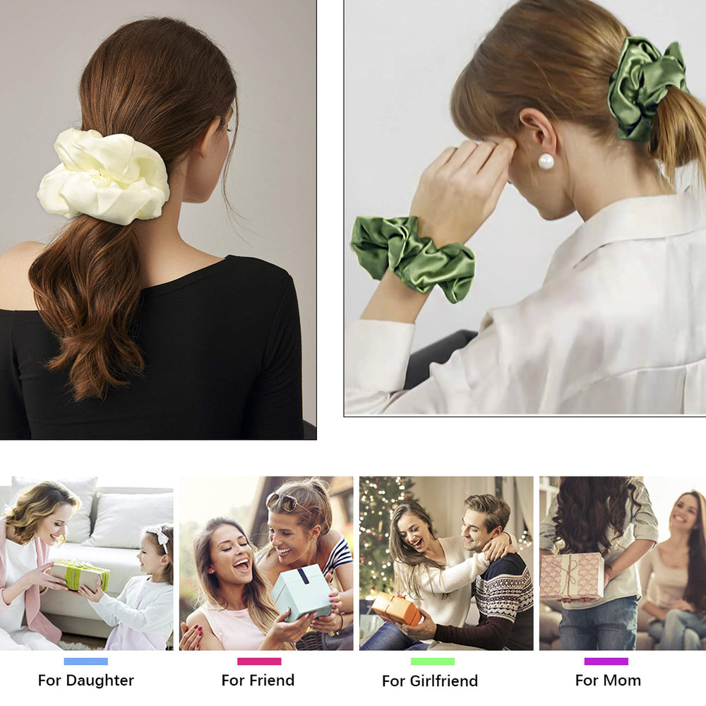Ivyu scrunchie seda grande verde en ceremonia, color versátil