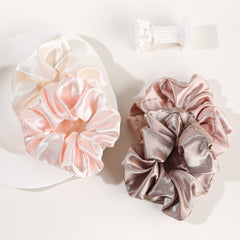 Ivyu scrunchies seda rosado, opción elegante para peinados rápidos.