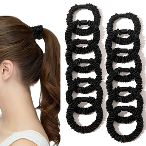 Ivyu satén scrunchie seda negro pequeño: sujetador suave para cabello sin tirones.
