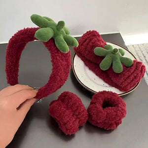 Ivyu Spa banda para la cabeza con diseño fresa, cómodo para maquillar