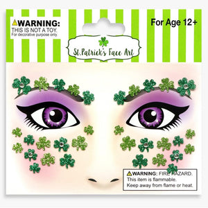 Jacnkb dos hojas tatuaje facial brillo trébol, ideal para desfiles.