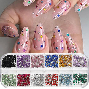Piedras de resina Jaliya 2 mm para uñas, lista para pegar.