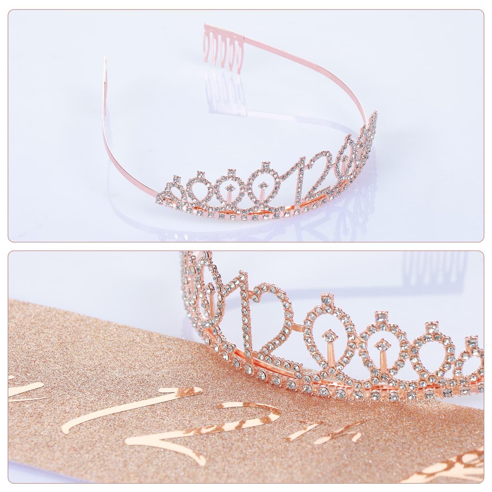 JasperKino accesorios de cumpleaños rosa oro, conjunto perfecto para fotos