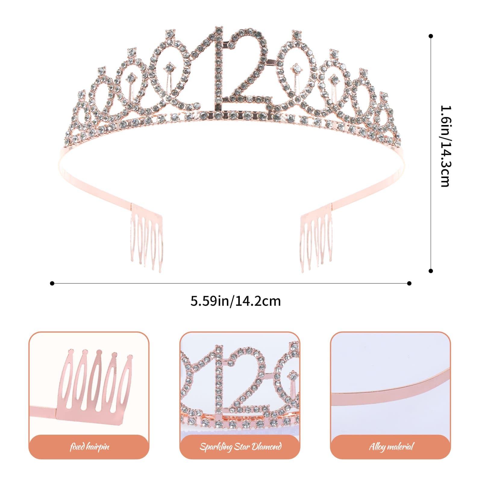 JasperKino tiara para cumpleaños, brillo duradero y ajuste cómodo