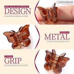 JASVERLIN mini mariposa, dientes suaves que protegen el cabello fino.