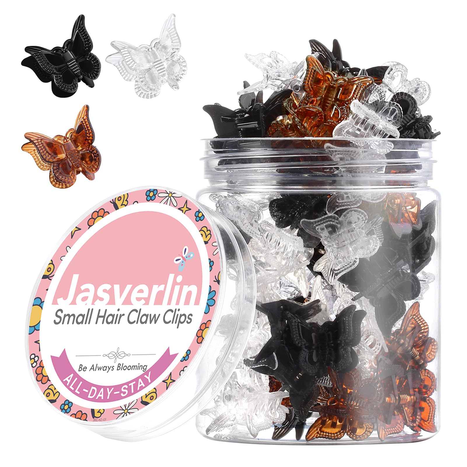 JASVERLIN broches mariposa mini negro, cierre estable para peinados diarios.