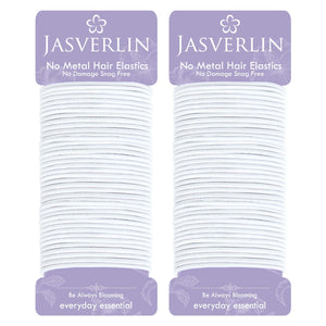 JASVERLIN elásticos 2mm blanco para uso diario suave y cómodo para cabello fino.