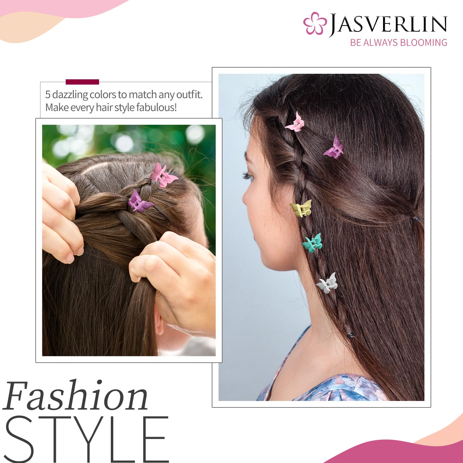 Clip de pelo jasverlin mariposa mini, tamaño compacto para viajar.