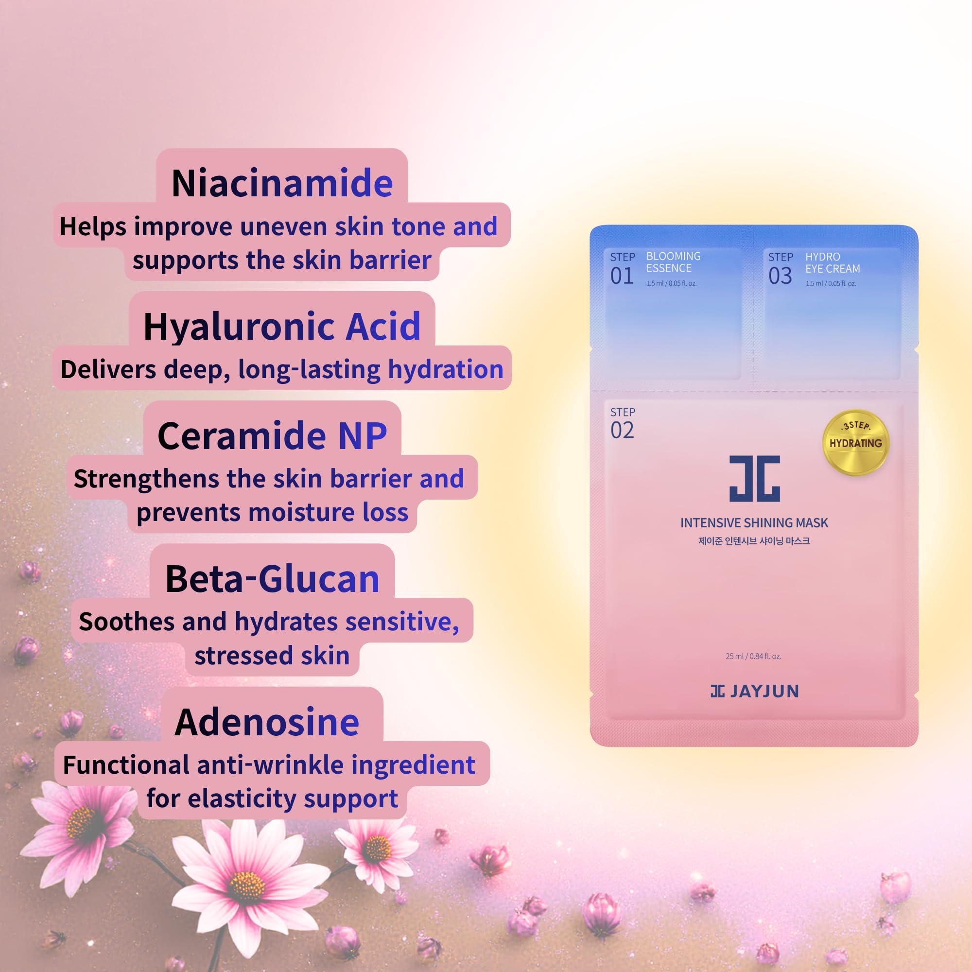 JAYJUN JJ Intensive Shining Mask con extracto de lavanda para refrescar la piel.