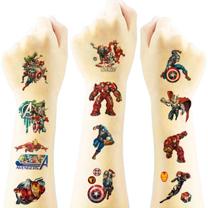Tatuajes Avengers JCQAYB, 40 hojas azules para niños, ideal para fiestas temáticas
