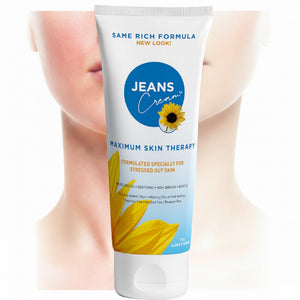 Jeans Cream, bote de 7 onzas para cuidado diario de la piel.