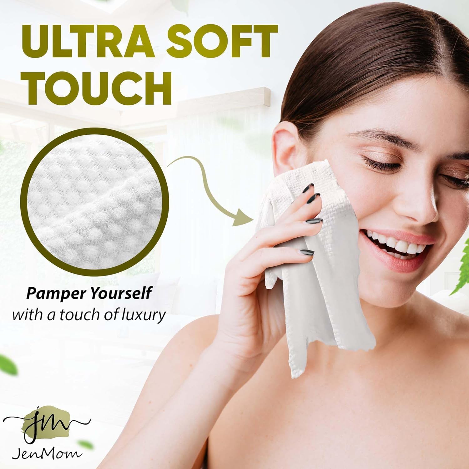 JenMom toallas faciales de doble textura permiten desmaquillar sin irritación ni pelusas.