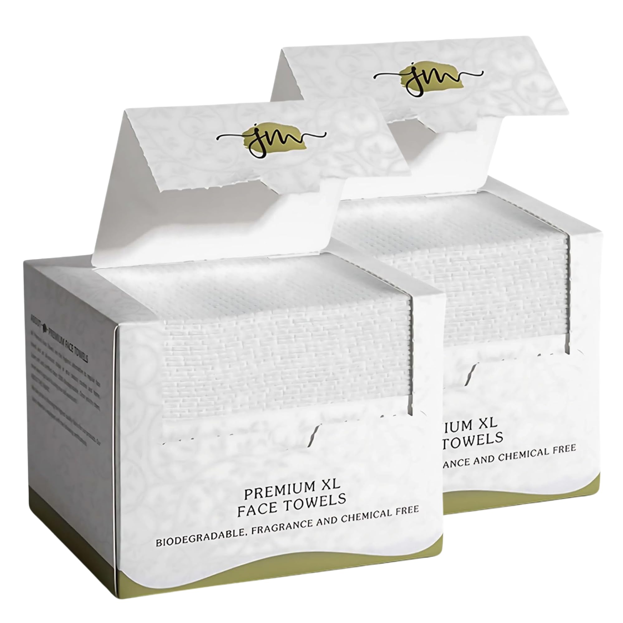 JenMom toallas faciales desechables, 100 unidades, limpieza suave y sin residuos para piel sensible.