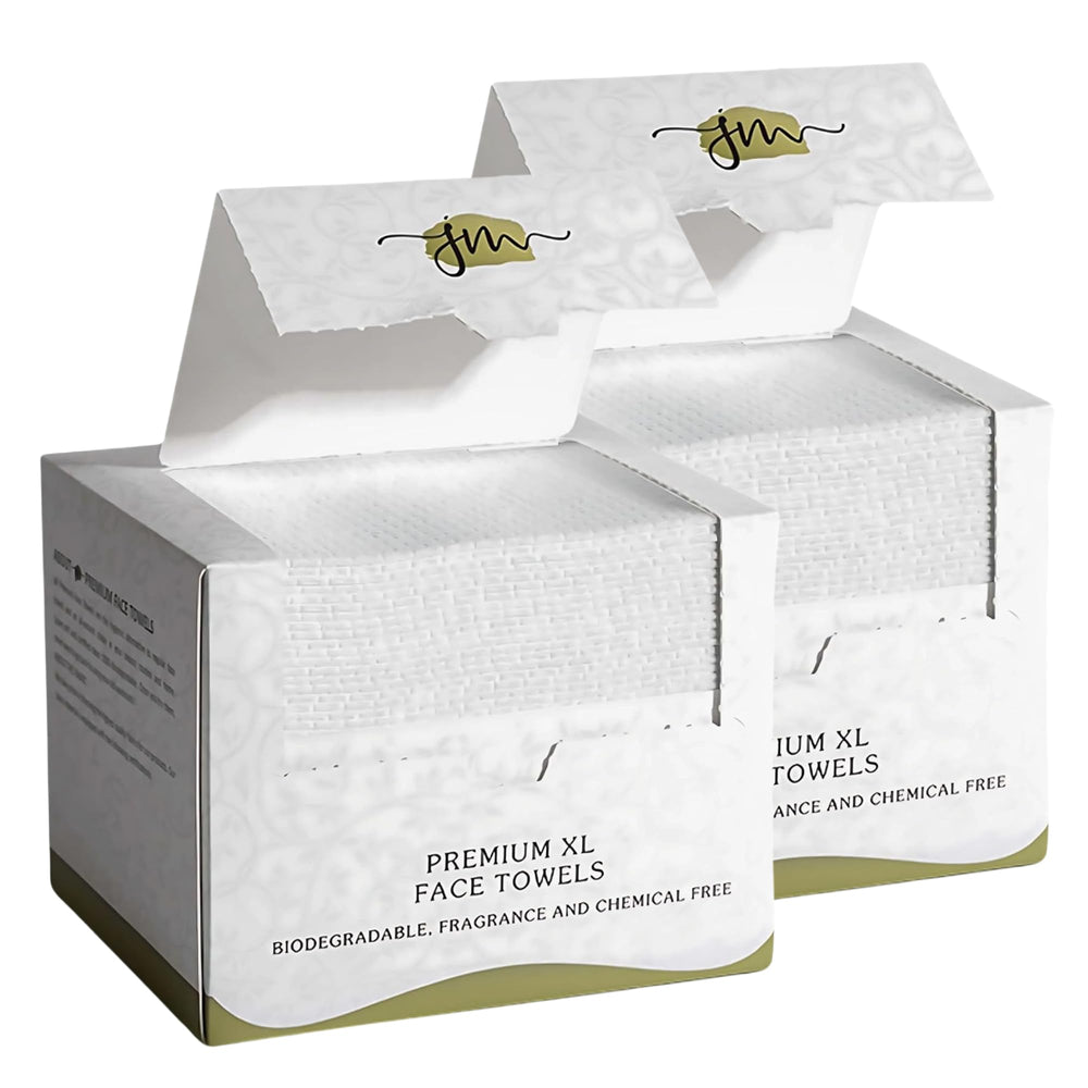 JenMom toallas faciales desechables, 100 unidades, limpieza suave y sin residuos para piel sensible.