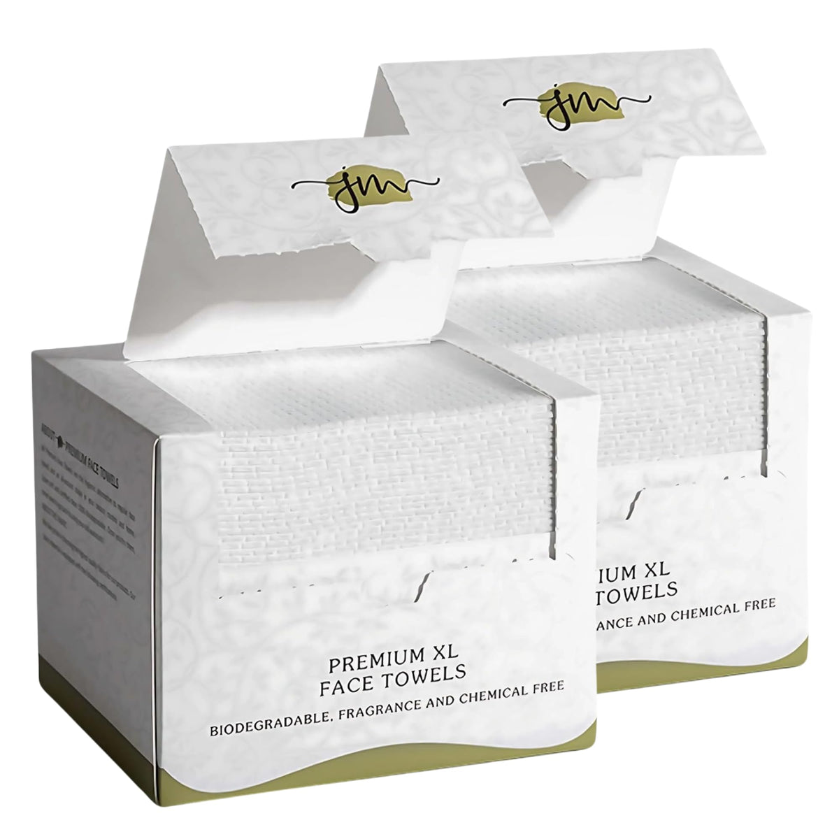 JenMom toallas faciales desechables, 100 unidades, limpieza suave y sin residuos para piel sensible.