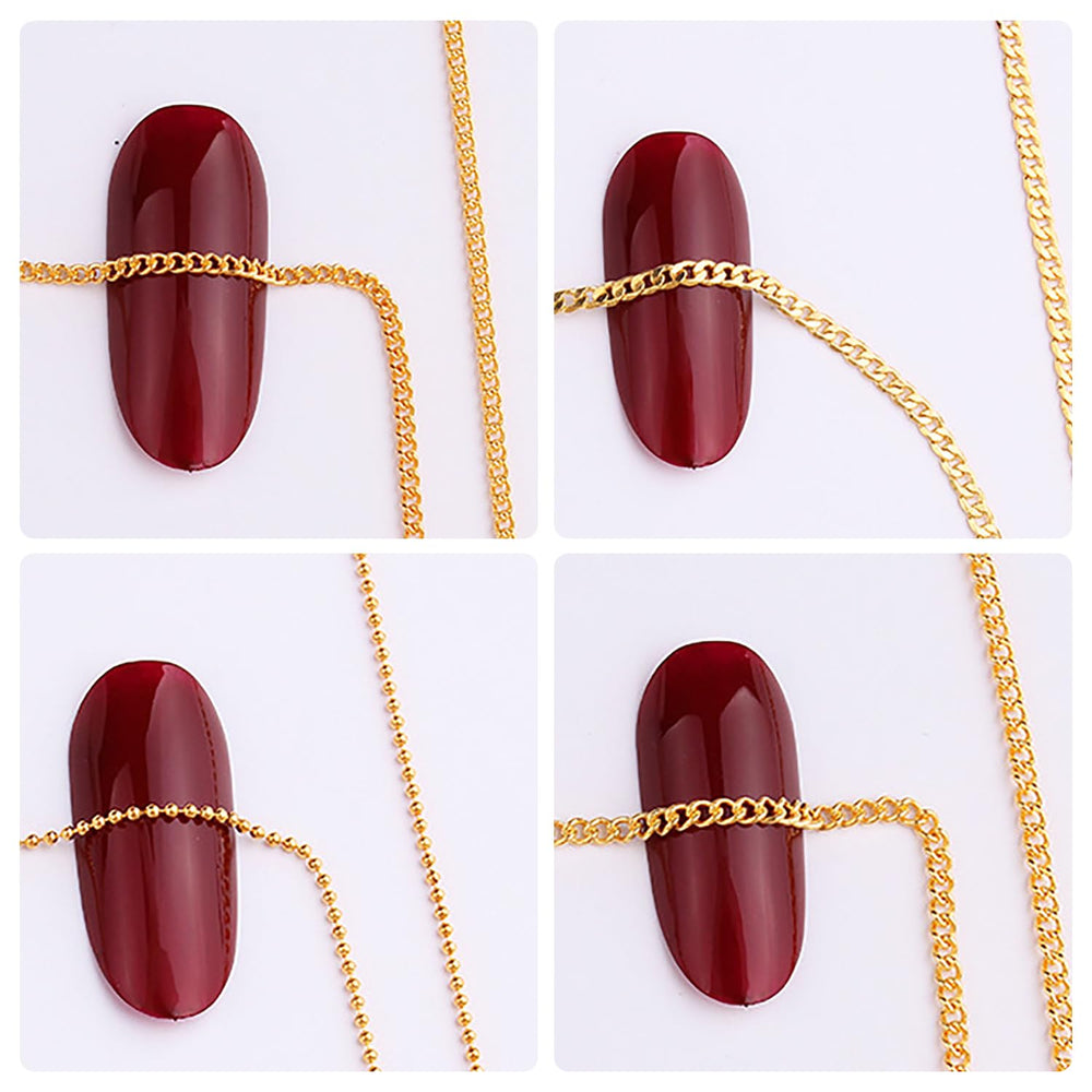 JERCLITY cadenas doradas para arte de uñas 3D, acabado elegante