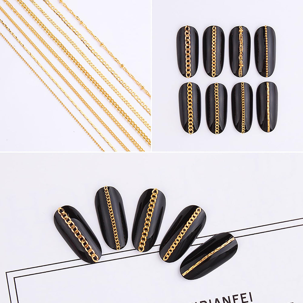 JERCLITY cadenas doradas para uñas, para salón y DIY