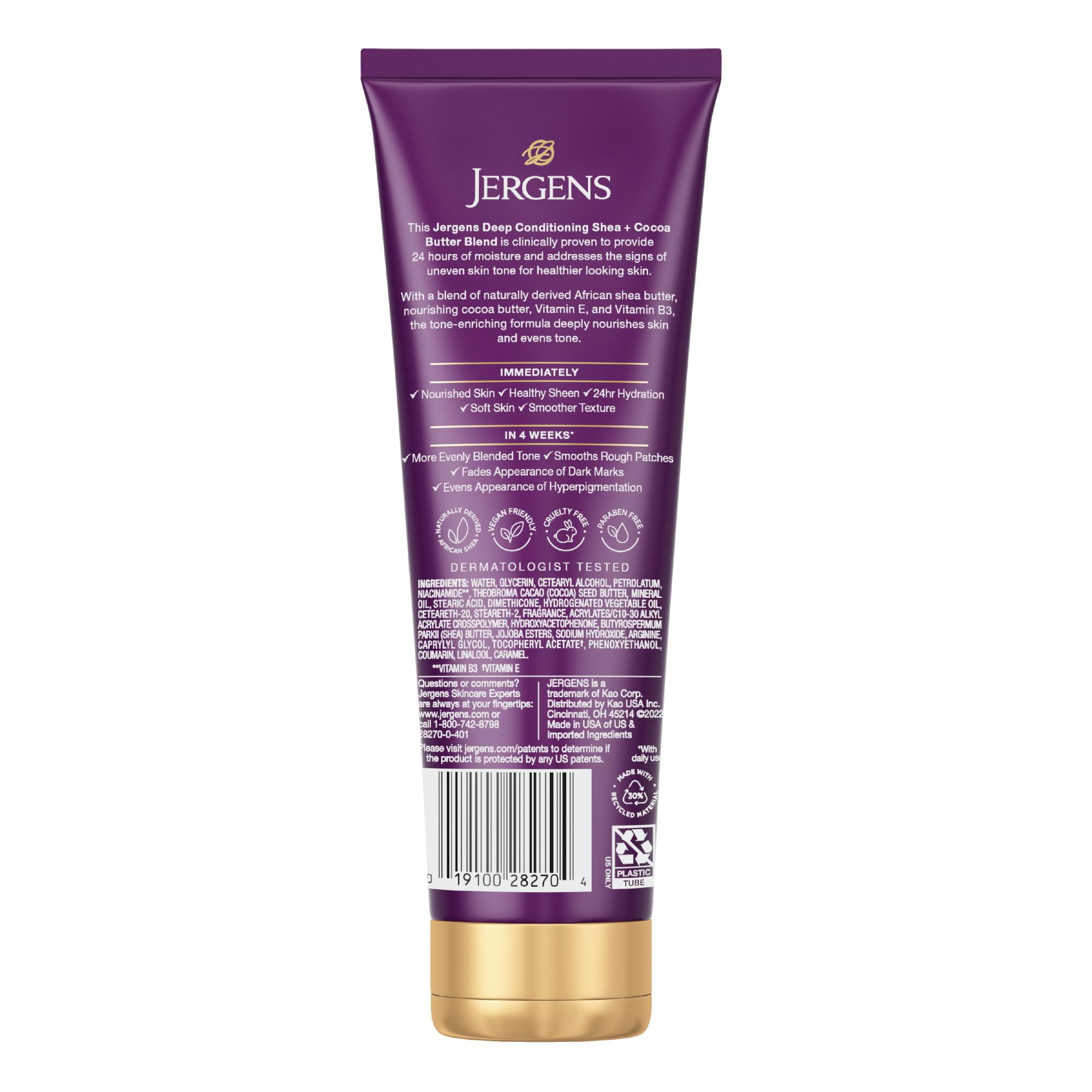 Aroma frutado suave de Jergens mientras cuidas la piel.