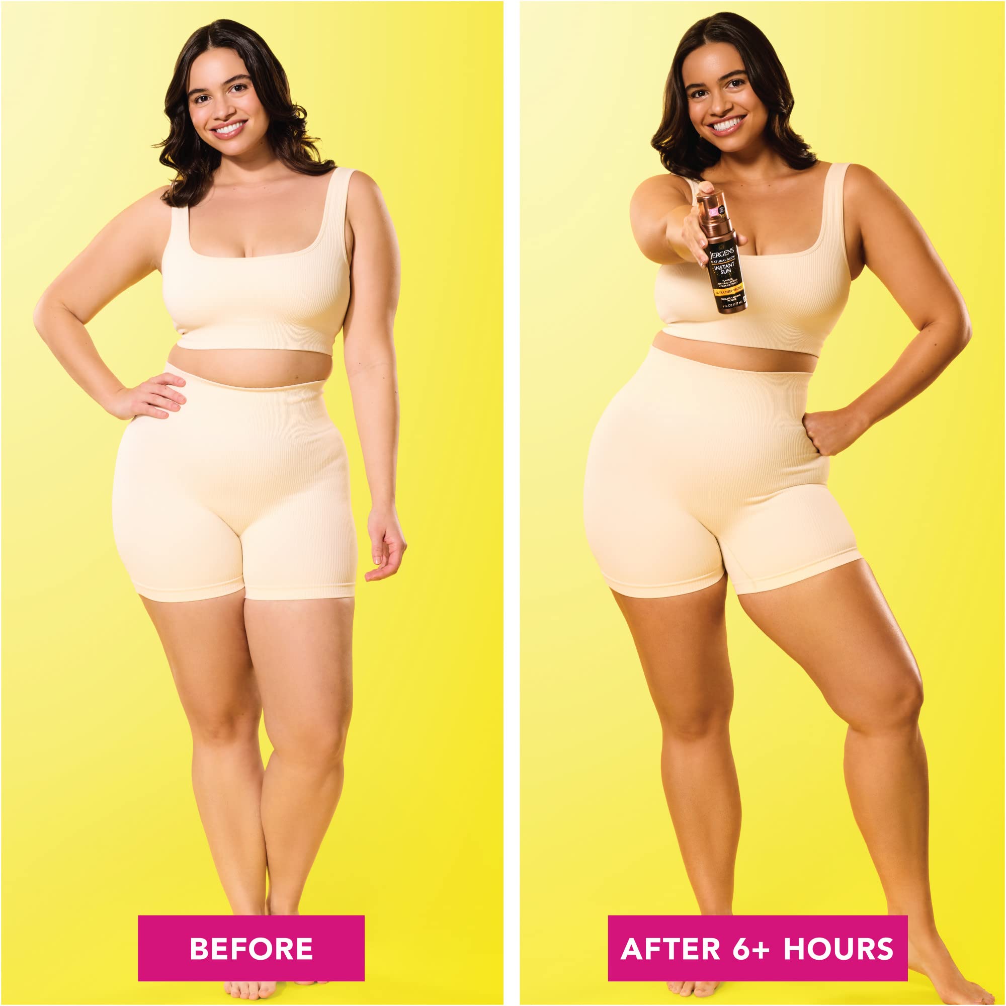 Aplicación precisa con mousse autobronceador Jergens Instant Sun.