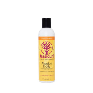 Jessicurl Aloeba, botella frontal, hidratación ligera para cabello fino.