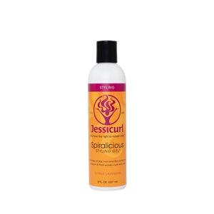 Jessicurl Spiralicious Gel Citrus Lavender, botella, definición de rizos y brillo.
