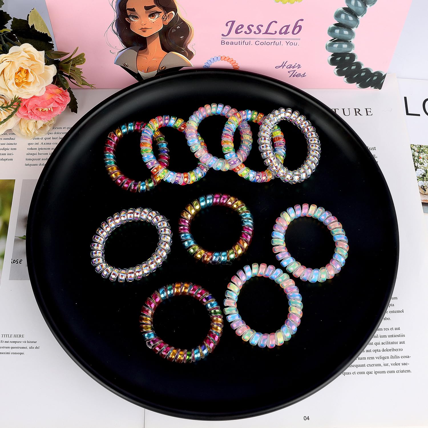JessLab coletas espirales en colores brillantes, ideales para looks diarios.