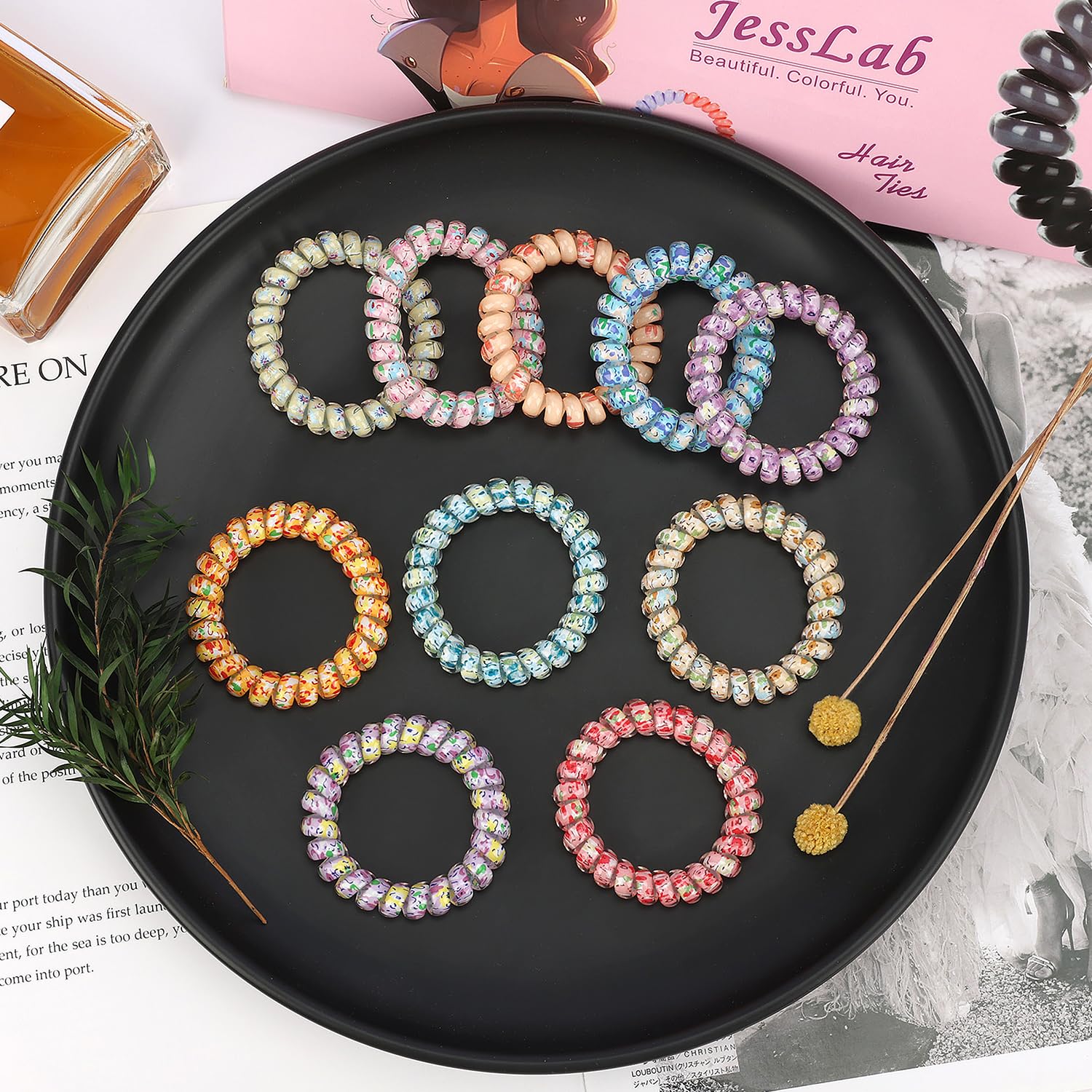 JessLab espirales para cabello, uso como coleta para peinados rápidos.