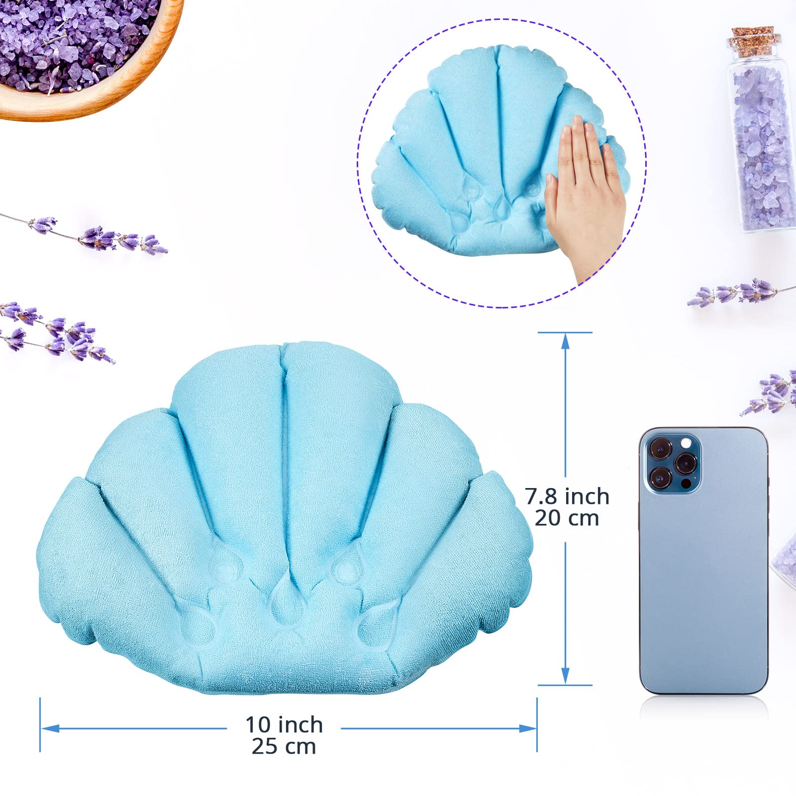 Jetec almohada de baño inflable concha verde aporta suavidad para el descanso.