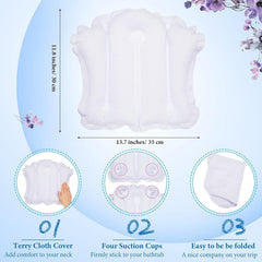 Jetec almohada inflable para baño, ventosas fijas para superficies lisas.