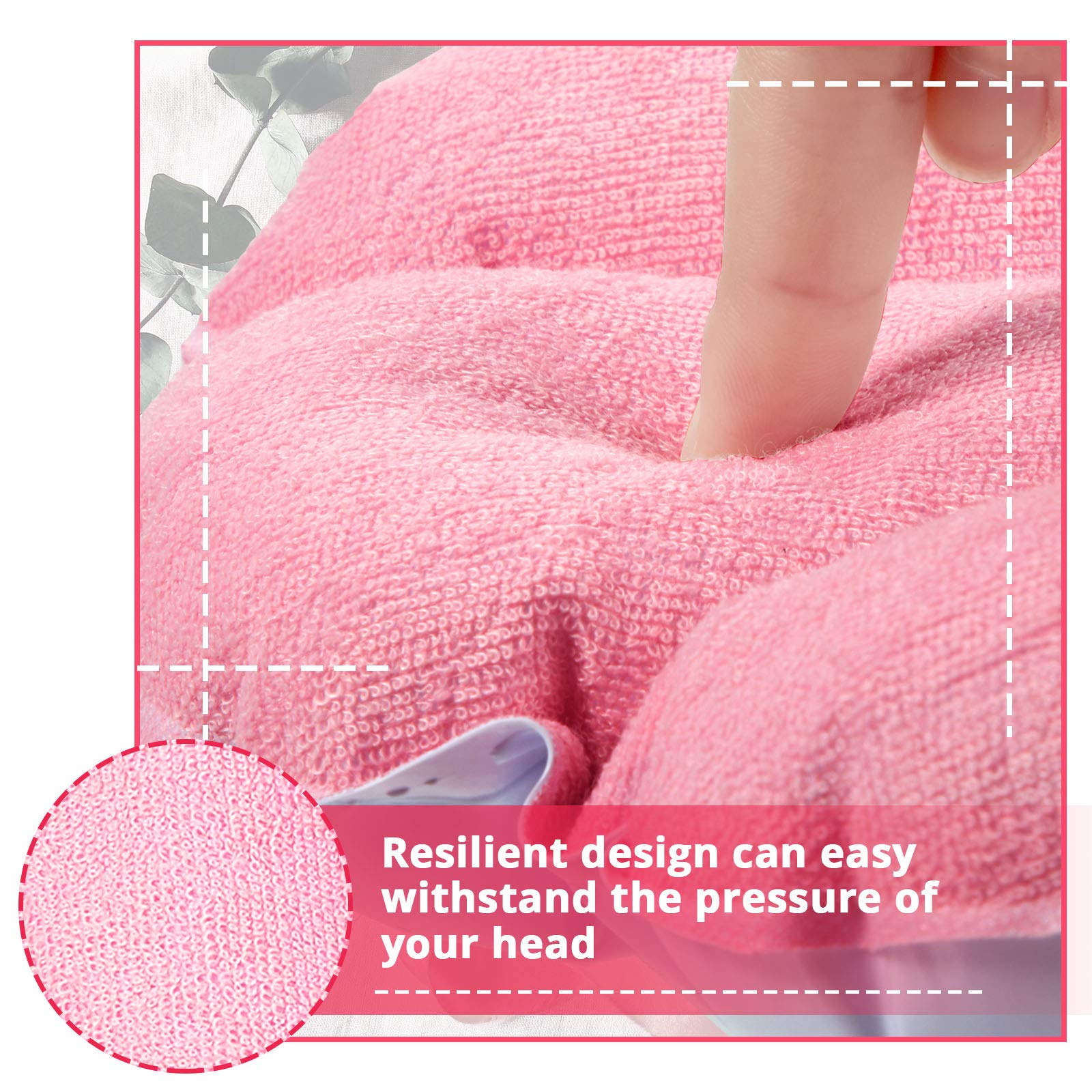 Almohada inflable Jetec con funda terry para mayor confort al baño.