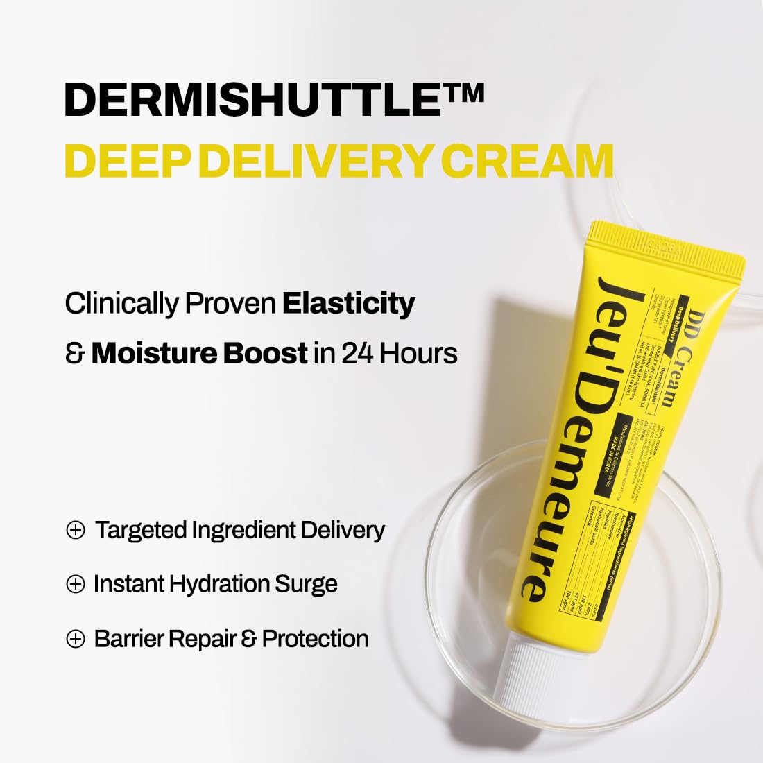 Textura cremosa de DermiShuttle lista para aplicar cada dia.