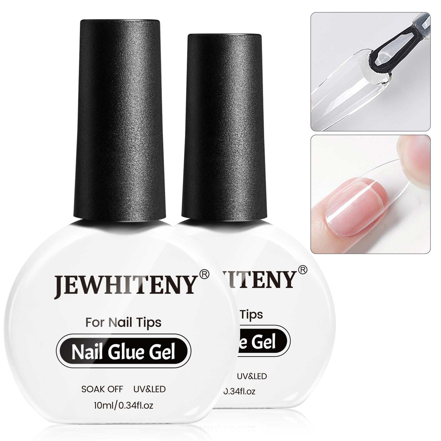 JEWHITENY gel de uñas 10 ml, dos botellas para fijar tips con mayor seguridad.